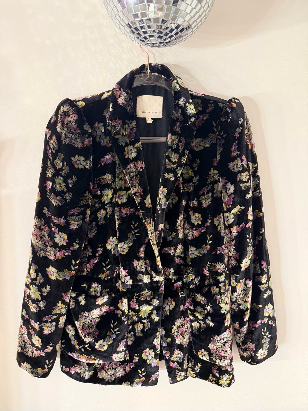 Rebecca Taylor Jewel Velvet Floral Blazer | 6